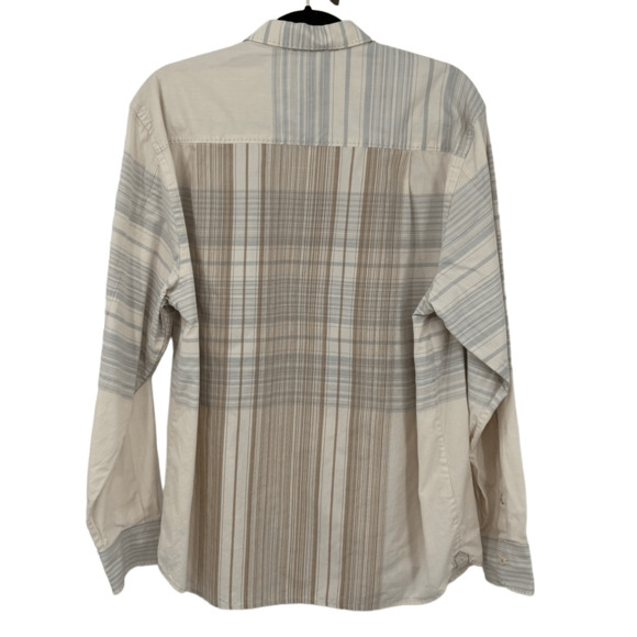 Tommy Bahama Beige Striped Long Sleeve Textured Button-Up Shirt Size Large - Picture 2 of 11
